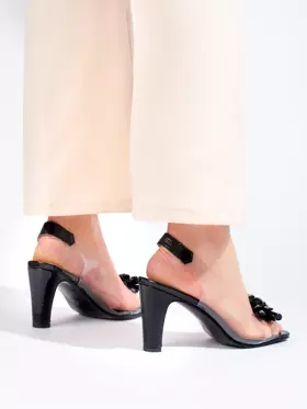 Czarne sandały transparentne przeźroczyste Potocki