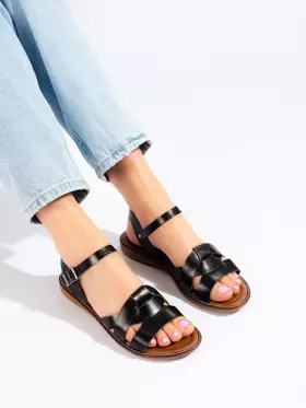 Skórzane sandały damskie Potocki czarne