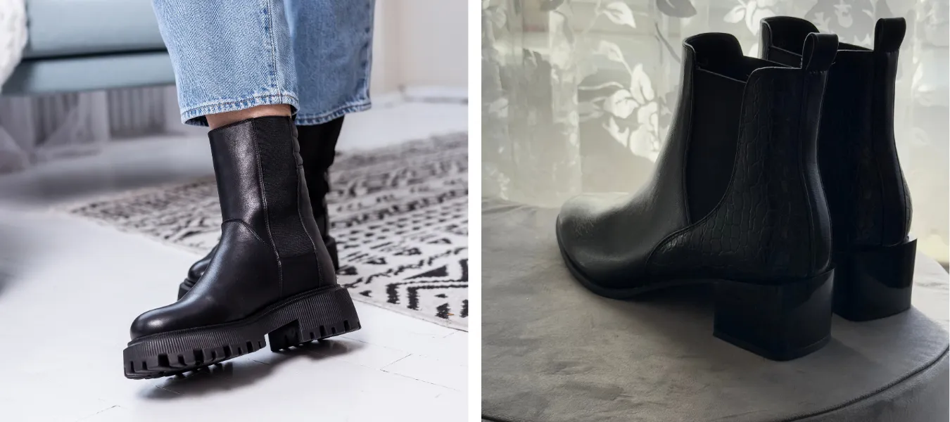 Czarne botki sztyblety lakierowane