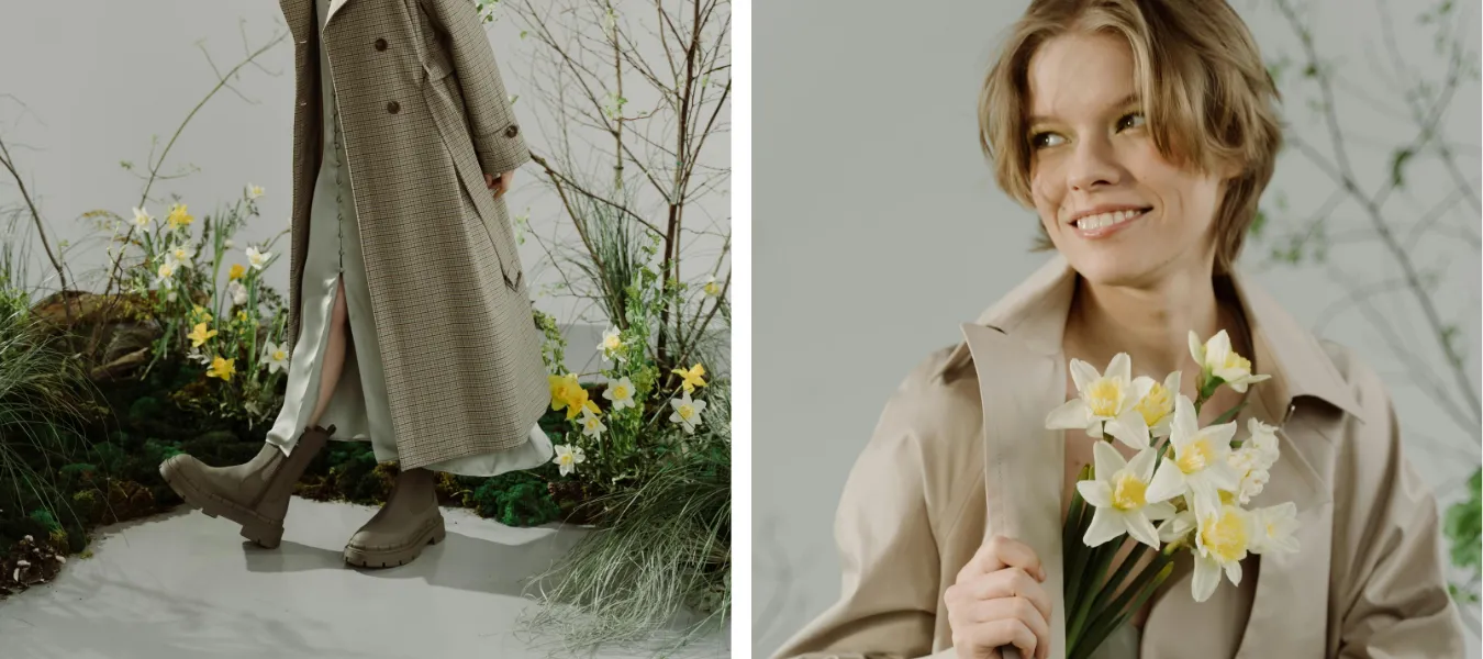 Stylizacja z botkami na platformie i płaszczem