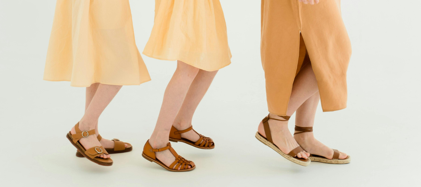 Brązowe sandały z żółtą sukienką - propozycja stylizacji