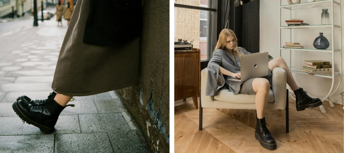 Czarne workery z sukienką - propozycja stylizacji