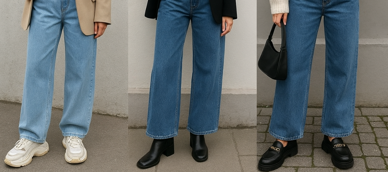 Jesienne stylizacje z jeansami wide leg - modna propozycja na jesień 2025