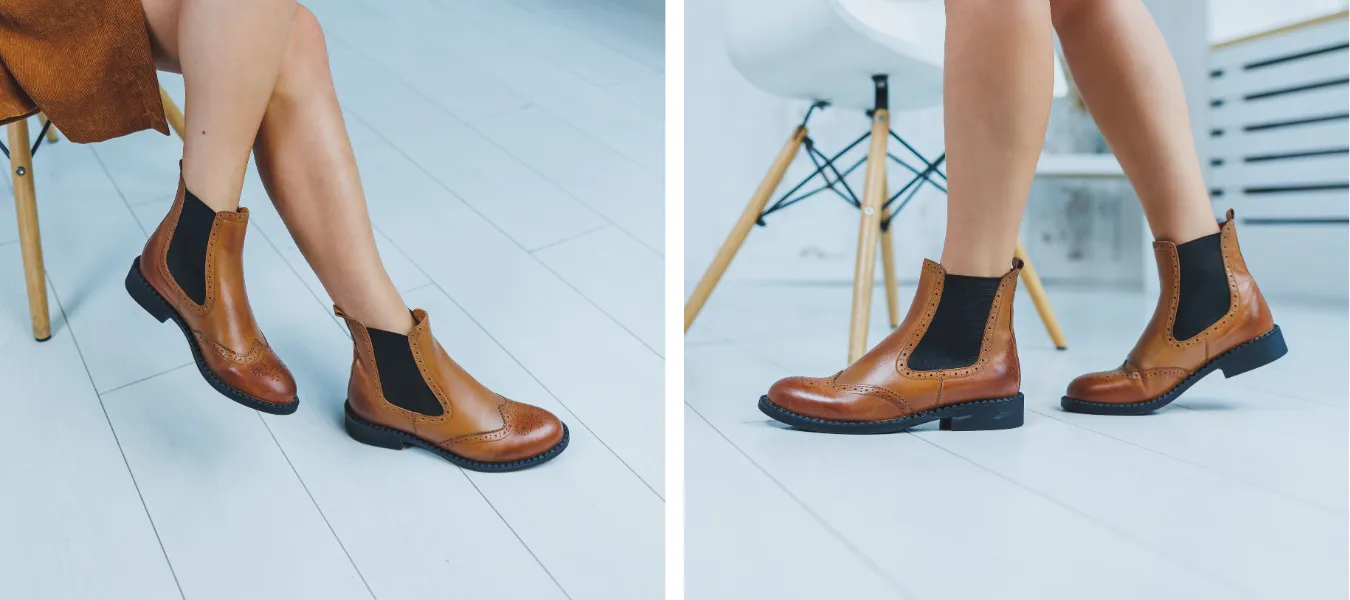 Brązowe sztyblety damskie na płaskiej podeszwie