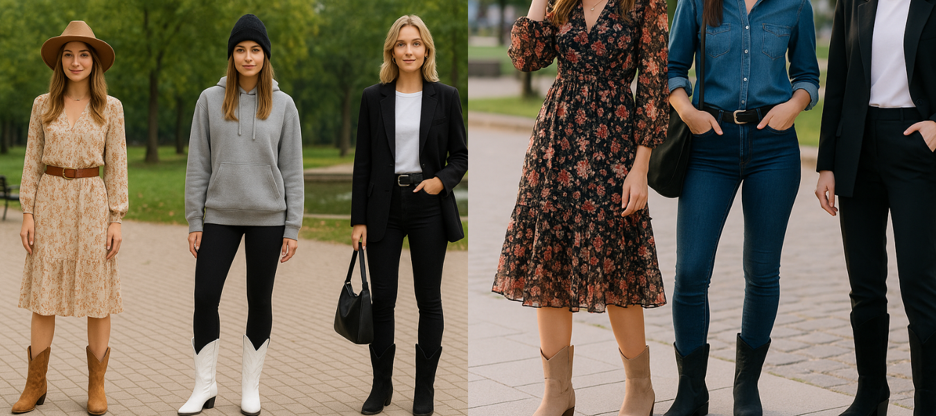Stylizacje z kowbojkami – modne pomysły na zestawy z sukienką, jeansami i marynarką