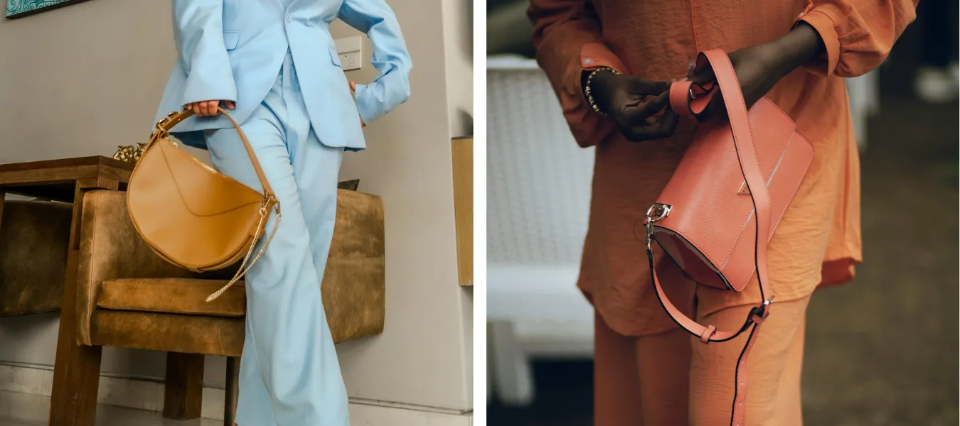 Kamelowa torebka listonoszka na ramię i pomarańczowa modna torebka