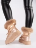 Golden Snow Boots with Faux Fur and Chunky Soles
