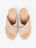 Beige women's suede wedge sandals