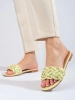 Chic Lime Slide Sandals with Chain Accent