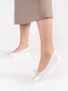 White and Silver Women's Wedge Loafers