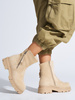 Beige Ankle Boots with Decorative Zipper
