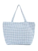 Blue and white checkered beach bag