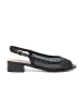 Black sandals with decorative mesh