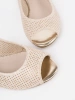 Light Beige Perforated Low-Heel Sandals