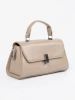 Beige small shoulder bag with a handle