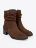 Sergio Leone Brown Leather Ankle Boots with Ruched Upper