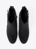 Black block heel ankle boots with decorative buckle
