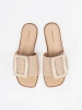 Tweed flat sole mules beige