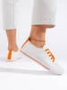White Sneakers with Orange Laces