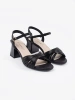 Black elegant low block heel sandals