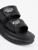 Women's black platform slides