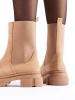 High Ankle Suede Chelsea Boots in Beige