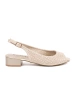 Light Beige Perforated Low-Heel Sandals