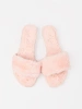 Klapki z futerkiem – pudrowy róż