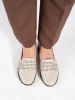 Beige perforated derby shoes