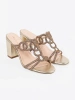 Sergio Leone Gold Block Heel Sandals