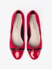 Red Pumps with Bow and Patent Toe Cap