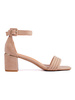 Suede Beige Block Heel Sandals
