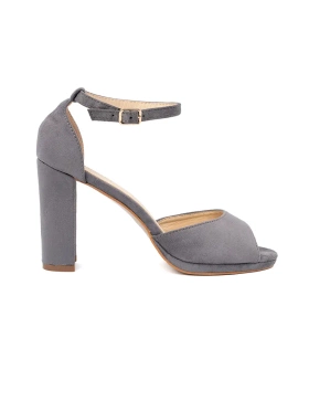 Suede Heeled Sandals with Ankle Strap