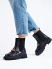 Slip-On Platform Ankle Boots in Black