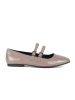 Shiny Beige Ballet Flats with Strap