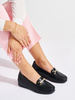 Black Wedge Loafers with Gold Accents