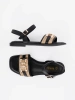 Black sandals with leather insole