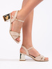 Beige Block Heel Sandals