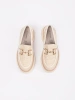 Beige platform loafers with a gold chain