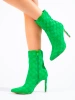 High-Fit Green Stiletto Ankle Boots