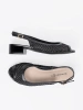 Black sandals with decorative mesh
