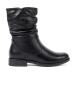 Comfortable black ankle boots with ruching