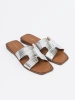 Silver square-toe slides