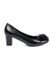 Patent Leather Pumps with Striking Embellishment