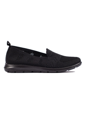 Black Textile Slip-On Shoes