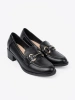 Black Women's Loafers with Elegant Buckle