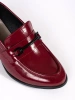 Bordowe półbuty loafersy damskie na obcasie