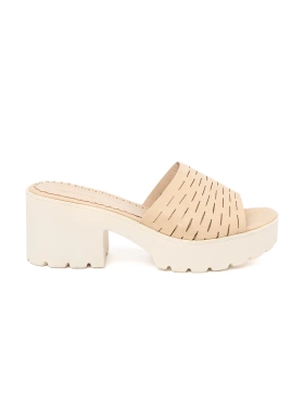 Openwork beige platform sandals