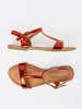 Women's red flat sandals