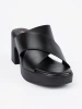 Black block heel mules